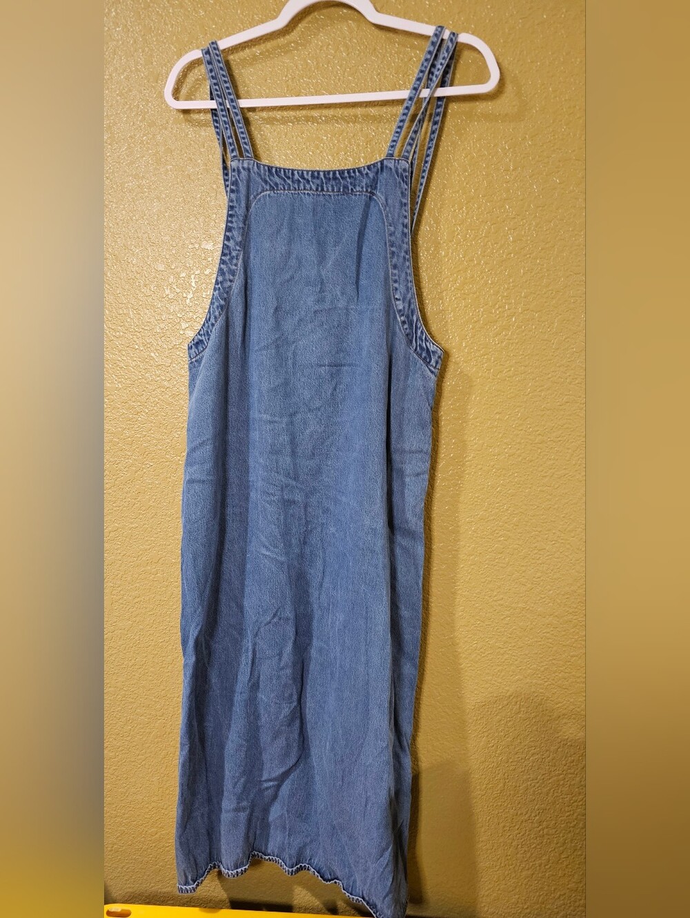 Vintage 90s Denim Maxi Overall Dress With Pockets S/m